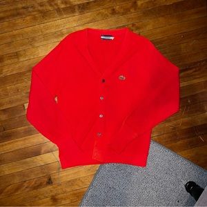 RED/ORANGE LACOSTE MEN CARDIGAN